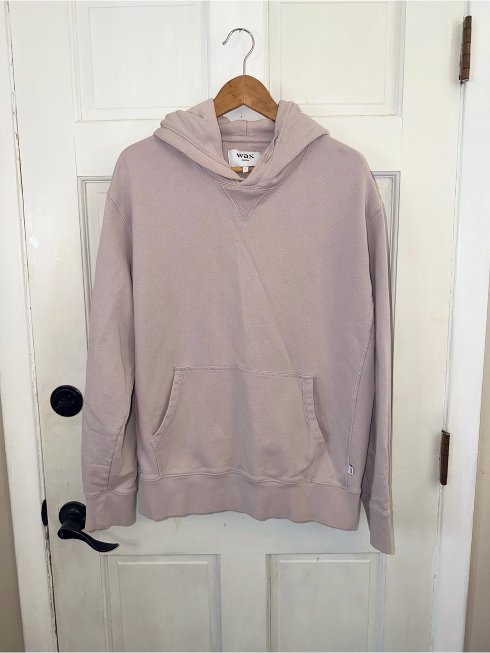 Wax London Pullover Hoodie Mens Large Dusty Pink Beige Minimalist Sweatshirt